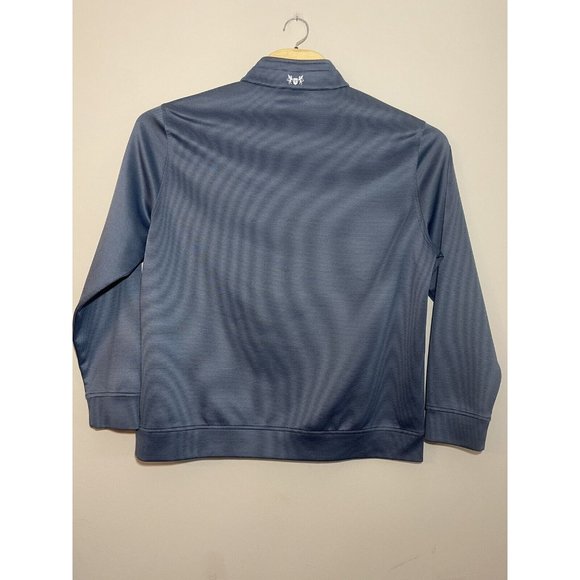 Hickey Freeman Quarter 1/4 Zip Pullover Men XL Blue Striped Stretch Performance - Picture 2 of 7